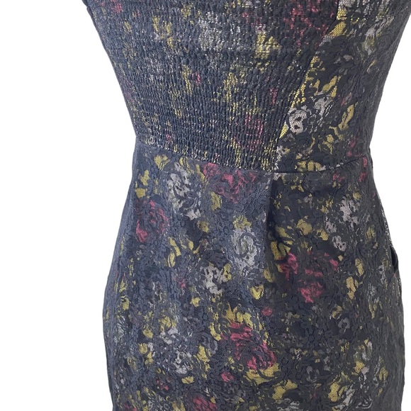 Free People Women's Mini Halter Dress Black Floral Lace Size 2 Lining Party. - Picture 4 of 14